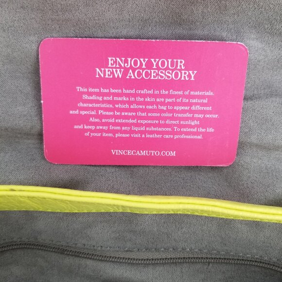 Vince Camuto Lush, Soft Leather Convertible Handbag - Neon Margarita Lemon/Lime - Picture 9 of 9